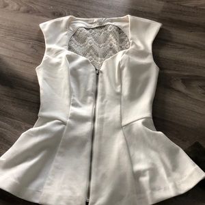 Guess brand peplum top in ivory